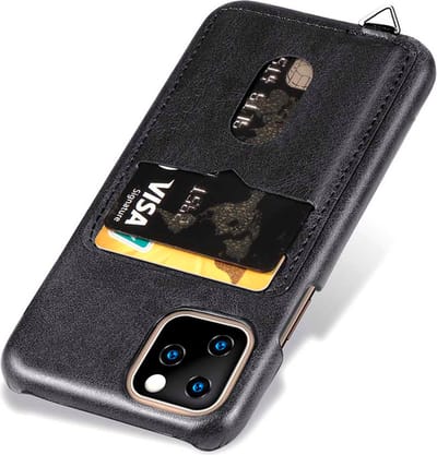 ShieldCase Vintage case met pasjeshouder geschikt voor Apple iPhone 12 Pro Max - Zwarte kunstlederen leren look - Leer - Ruimte voor pasjes - Zwart