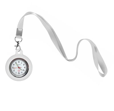Fako® - Verpleegstershorloge Met Keycord - Zusterhorloge - Ketting - 90cm - Wit