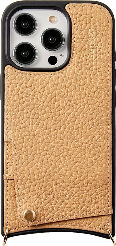 Casies leren hoesje geschikt voor Apple iPhone 11 met gouden hangers voor koord - 100% echt leer - Bruin - Smartphone case zonder cord