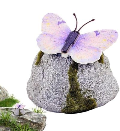 Decoratieve Tuinstenen - Kunstrotsen - Landschapsdecoratie - Zonne-energie Verlichting - 15 x 15 x 12 cm - Lila