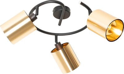 QAZQA lofty - Moderne Plafondspot | Spotje | Opbouwspot - 3 lichts - Ø 38.7 cm - Zwart Goud - Woonkamer | Slaapkamer | Keuken