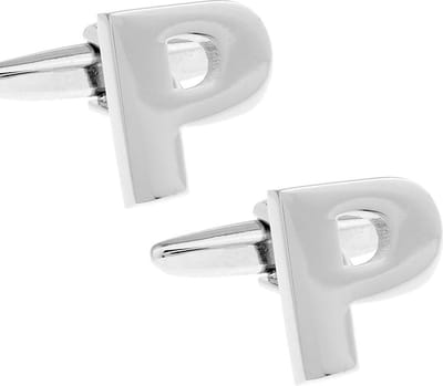 Amanto manchetknopen Letter P - 316L Staal - Alfabet - 14x12mm