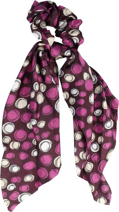 Haarsoires Haarelastiek Scrunchie – Cirkelprint – 25cm Linten – Satijnlook – Paars - Haarkrinkel - Haar Elastiek met Stof - Zacht & Haarvriendelijk