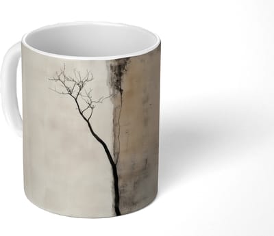 Mok - Koffiemok - Wabi sabi - Plant - Beige - Mokken - 350 ML - Beker - Koffiemokken - Theemok