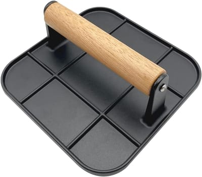 Burgerpers - Vleespers Steak - Gegrild Eten - Antislip Handvat - 16x16CM - Zwart