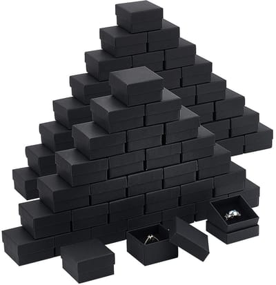 Dailygoods- Sieradenbox 80 stuks - Zwarte Geschenkdozen - Kartonnen Ringdoos - 52 x 52 x 32 mm - Duurzaam - Bruiloft Gunst Dozen