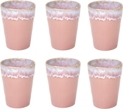 Costa Nova Kop Latte Macchiato 38cl - Grespresso - Aardewerk - Roze - 9,5cmxH11cm - 6 stuks