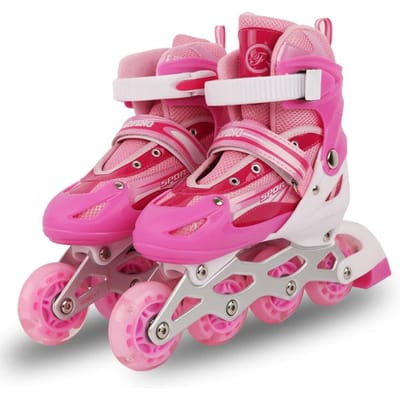 PU Rolschaatsen Volwassenen Volledig Flash Inline Rolschaatsen Heren en Dames Leveren Katrol Kinderschaatsen L (size 38-41) roze