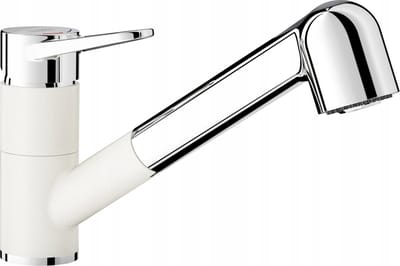 Blanco Wega-S II Keukenmengkraan Silgranit-Look Wit/Chroom met Uittrekbare Uitloop