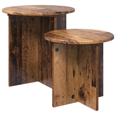 vidaXL - Bijzettafelset - 2 - st - Oud - hout - Ø - 45 - x - 45 - cm - Geconstrueerd - hout