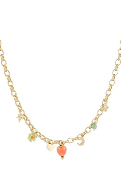 Mix en Match - Bedelketting - Pick Me - Stainless steel - Ketting - Goudkleurig - 39 cm