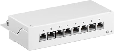 CAT6 Gigabit Desktop Patch Panel 1U met 8 poorten - afgeschermd / wit