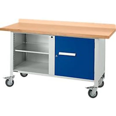 Mobiele werkbank Schäfer Shop Select PWi 150-1, beuken multiplex blad, tot 400 kg, B 1500 x D 700 x H 840 mm