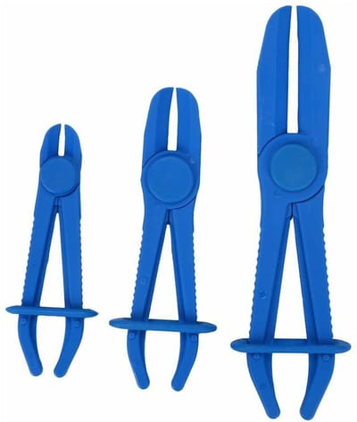 Dailygoods- Slangklemmen Assortiment 3 Stuks - Slangklemmen RVS - Slangklemtangenset - Geschikt voor Flexibele Slangen - Openingsbereik 0-65 mm - Blauw - Slangentang