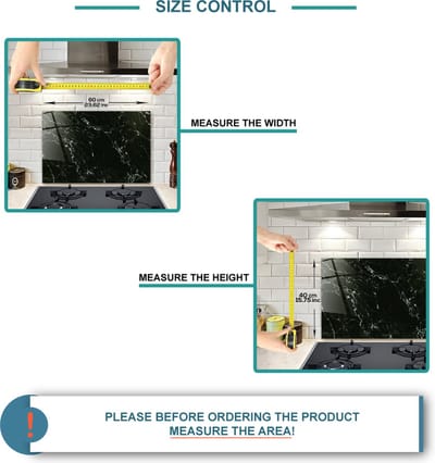 Zwart Bord Keuken Regels Tempered Glazen Spatbescherming Voor Achter de Kookplaat 40cm x 60cm
