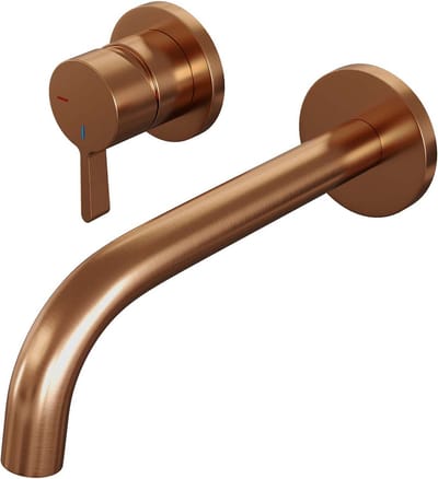 Brauer Copper Edition inbouw wastafelmengkraan met gebogen uitloop en rozetten model E2 koper geborsteld PVD