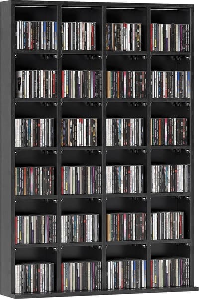 Media Opbergkast - Plantenrek Boekenrek - Cd Dvd Opslag - Verstelbare Planken - 89 x 130 cm - Zwart