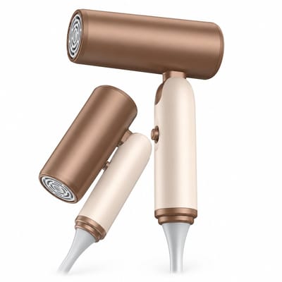 Haardroger - 230 W/220 V - negatieve ionen met blauw licht en 4 snelheden - inklapbare handgreep voor thuis en reizen - beige koffiekleur