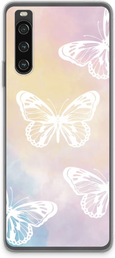 Case Company® - Hoesje geschikt voor Sony Xperia 10 IV hoesje - White butterfly - Soft Cover Telefoonhoesje - Bescherming aan alle Kanten en Schermrand