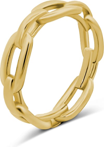 CO88 Collection 8CR-10044-50 Stalen Ring - Dames - Schakel - 5,6 mm Breed - 3,6 mm Dik - Maat 50 - Staal - Goudkleurig