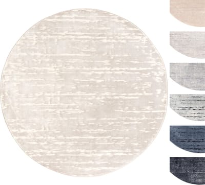 Modern Laagpolig Vloerkleed Rond – 155 cm – Off White – Premium Woonkamer Tapijt – Geschikt voor Vloerverwarming