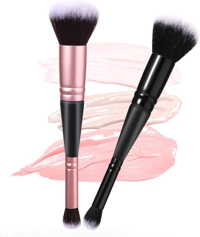 2 Pcs Double Ended Makeup Brushes - Foundation Makeup Brush - Flawless Powder Brush - Concealer Cream Cosmetics - Blush Brush voor Mixing Liquid - Highlight Contouring