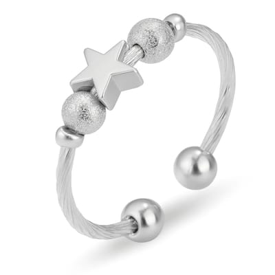 Anxiety Ring - (ster) - Stress Ring - Fidget Ring - Anxiety Ring For Finger - Draaibare Ring Dames - Spinning Ring - Spinner Ring - Zilverkleurig RVS