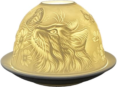 Clayre & Eef Waxinelichthouder Ø 12x8 cm Wit Porselein Kat