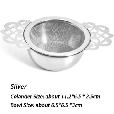Dubbellaags fijnmazige theezeef RVS filterzeef Theeservies Kanten theeafvoer Handige thee-infusers Keukenaccessoires zilver
