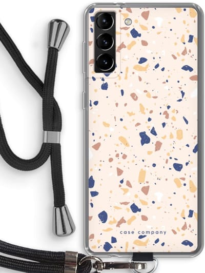 Case Company® - Hoesje met koord geschikt voor Samsung Galaxy S21 Plus hoesje met Koord - Terrazzo N°23 - Telefoonhoesje met Zwart Koord - Bescherming aan alle Kanten en Over de Schermrand