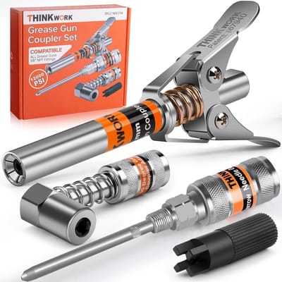 Vetpistool Koppeling - Smeergereedschap Set - Krappe Ruimtes Smeren - Dubbele Handgreep Ontwerp - 12000 PSI - Zilver