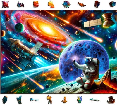 Houten Puzzel Kosmos - Ruimte Puzzel Stukjes - Ontspannend Tijdverdrijf - Gemaakt in de EU - 54 x 39 cm
