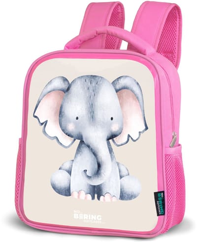 NoBoringSuitcases.com® - Rugzak roze - Schooltas meisjes - Olifant tekening tegen een beige achtergrond - Kinder rugtas meisje - Boekentas kind - Kinderrugzak voor school - Schoolrugzak