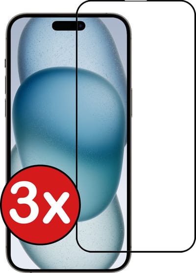 Screenprotector - 3 Stuks - Geschikt voor Apple iPhone 15 - Full Cover - Beschermglas - Gehard Glas - Tempered Glass - Screen Protector
