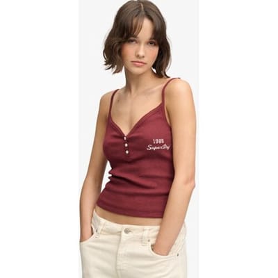 Superdry Athletic Essentials Cami Top met Knoopsluiting Red Grootte: 42