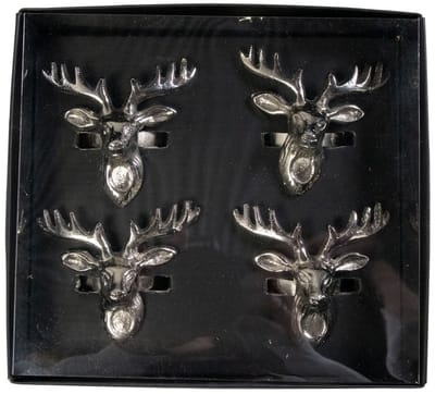 Servet Ring hert zilver 6x7x6cm (set of 4)