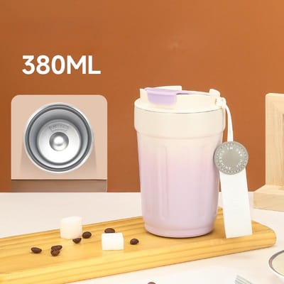 316 Roestvrijstalen Mok Keramische Binnenkant Koffiekop Streep Verloop Student Draagbare Waterbeker 380ml