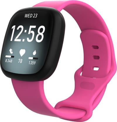 Bandje geschikt voor Fitbit Versa/Sense - Geschikt voor Fitbit Sense 1/2/ Fitbit Versa 3/4 - Maat L - Horlogebandje - Siliconen - Roze