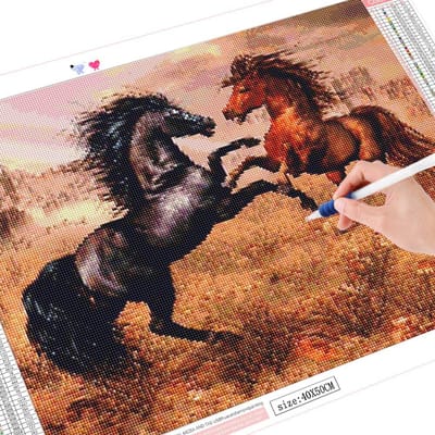 5D bricolage diamant broderie cheval décoration de la maison diamant Art mosaïque peinture animale 20X30CM black
