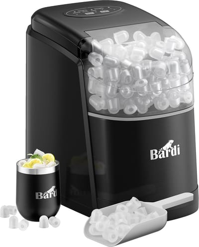Bardi IJsblokjesmachine - 1.6L - IJsblokmaker met IJsschep - Inclusief Luxe Thermosbeker en Ijsschep- Zwart