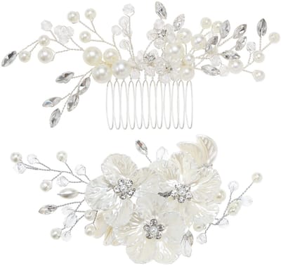 Dailygoody - Parel Witte Bloemblaadje Haarclips - Elegante Haaraccessoires - Voor Vrouwen en Meisjes - Wit - Strass Bloem Haar Clips - Perfect voor Fe...