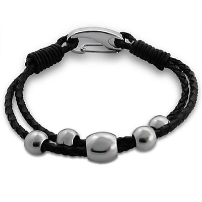 Montebello Armband Akasha - 316L Staal - Leer - Bedels - 20cm