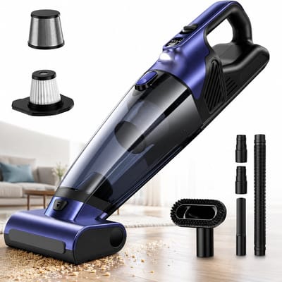 Rosnek Kruimeldief Snoerloos - Handstofzuiger 2 Snelheden met Gemotoriseerde Borstel voor Dierenharen - 10000PA Autostofzuiger - 37 Min Accu, LED & Metalen Filter - 720ml Groot stofreservoir - Zwart