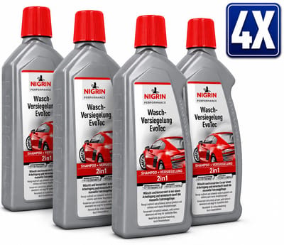 NIGRIN Performance Washcoat 1 Liter Auto Bescherming na Wassen - Set van 4 Flessen (4 L Totaal) - Voordeelverpakking Auto Schoonmaakmiddel