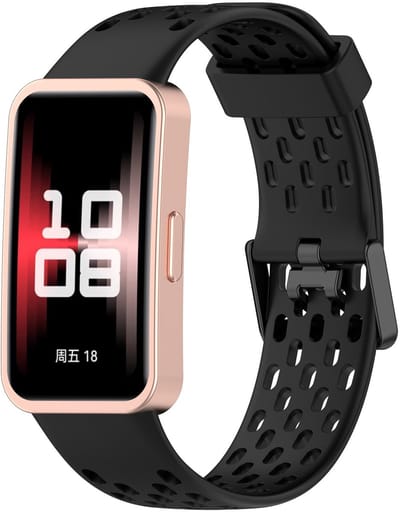 Strap-it Siliconen Air bandje - geschikt voor Huawei Band 8 / Huawei Band 9 / Huawei Band 10 (zwart)