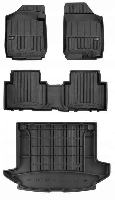 FROGUM PROLINE 3D Set - Rubberen Automatten + Kofferbakmat - Geschikt voor KIA Carens III (2006-2012) - Zwart