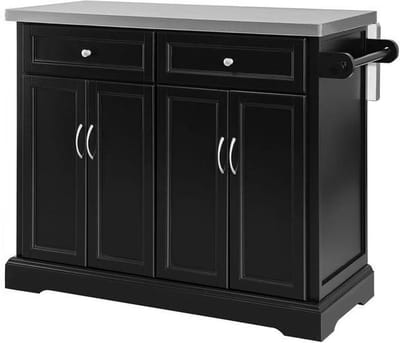 SoBuy Keukenkast - Keukeneiland - Roestvrij staal - 115x92x46-71 cm