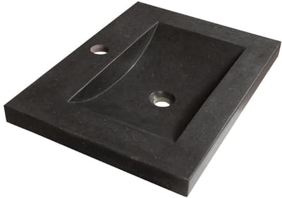 Brauer Magma Wastafel - 60 cm - met 1 Spoelbak en 1 Kraangat - Natuursteen Basalt Antraciet