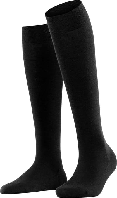 FALKE Softmerino lang eenkleurig wol katoen kniekousen dames zwart - maat 41-42