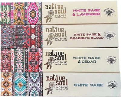 Native Soul - Wierook - White Sage - Cedar - Lavendel - Dragonsblood - Set van 4 stuks